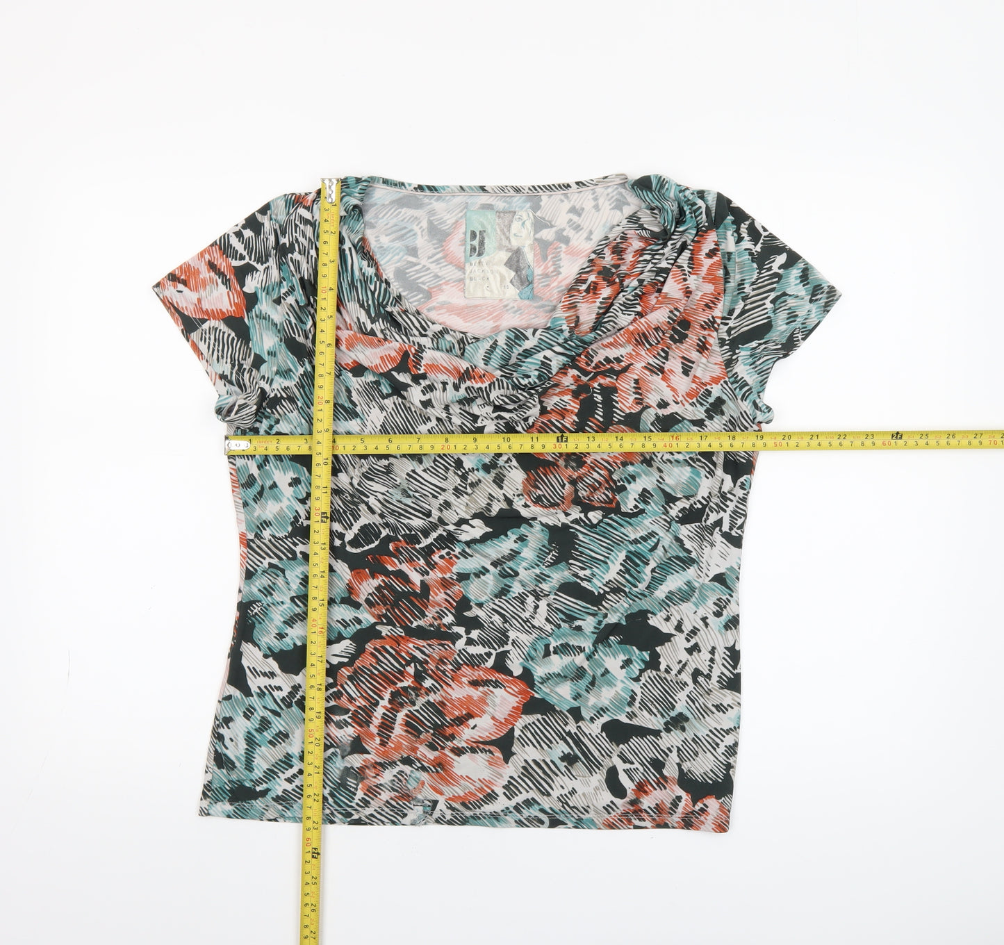 Betty Jackson Black Women's Multicoloured Floral Cowl Neck Top Size 16