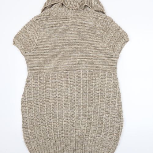 Savida Women Beige Cowl Neck Short Sleeve Cable Knit Jumper Size 16