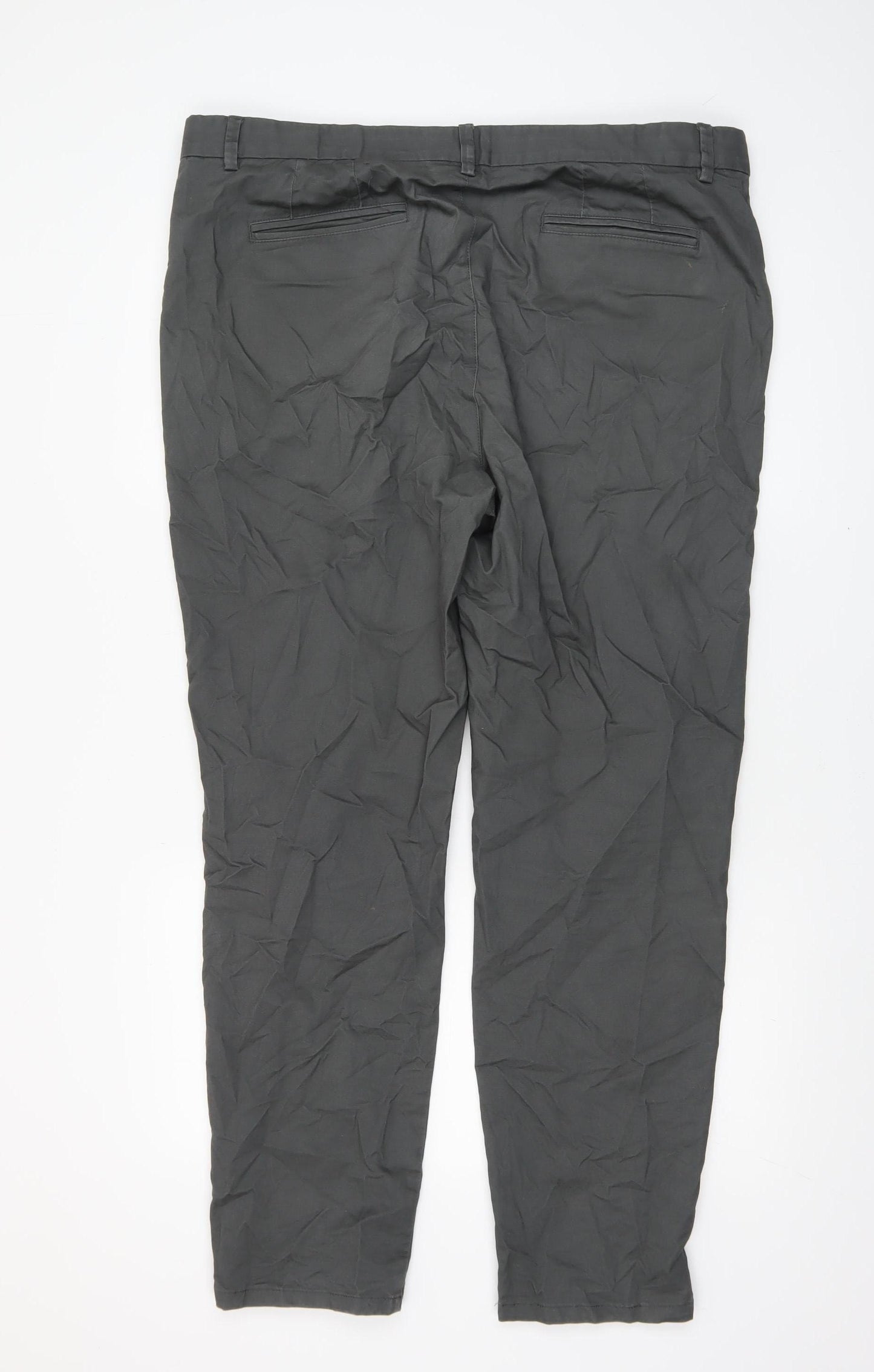 Denim Co. Men's Grey Slim Fit Chino Trousers 38W 32L Cotton Blend