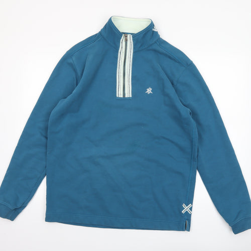 White Stuff Men’s Blue 1/2 Zip High Neck Sweatshirt Size M