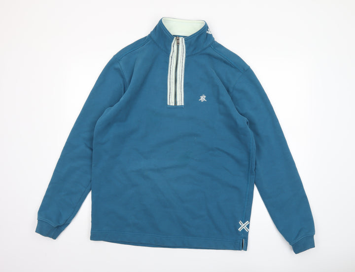 White Stuff Men’s Blue 1/2 Zip High Neck Sweatshirt Size M