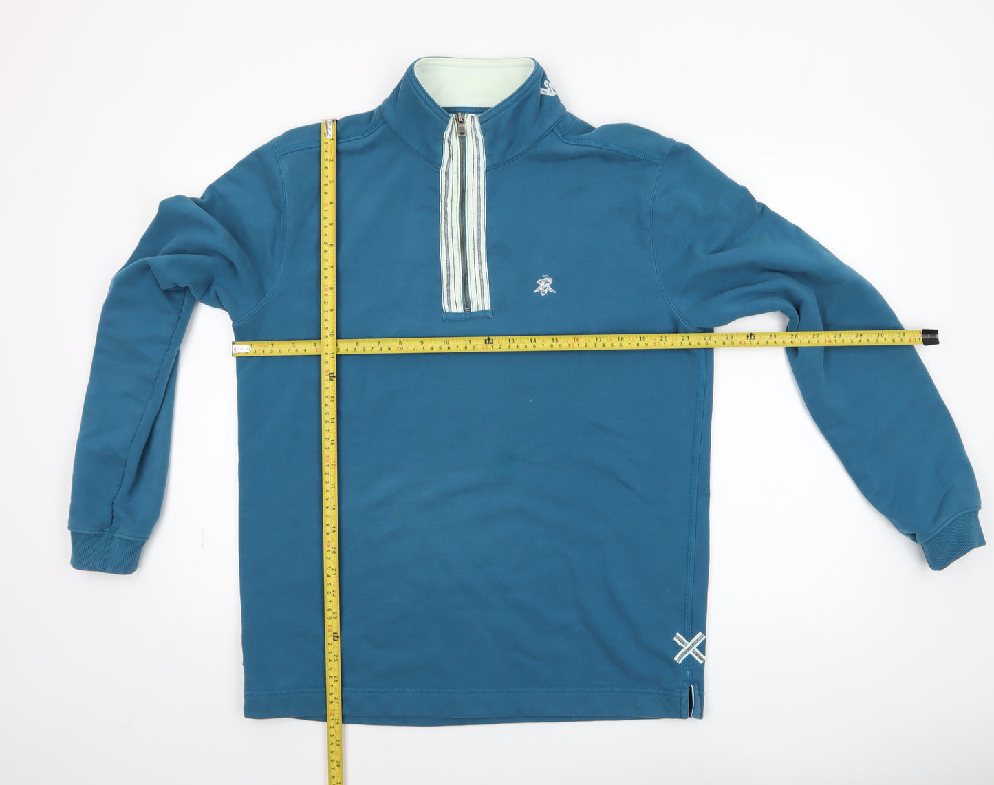 White Stuff Men’s Blue 1/2 Zip High Neck Sweatshirt Size M