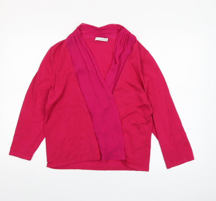 Windsmoor Women’s Pink Silk Trim Open V-Neck Cardigan M