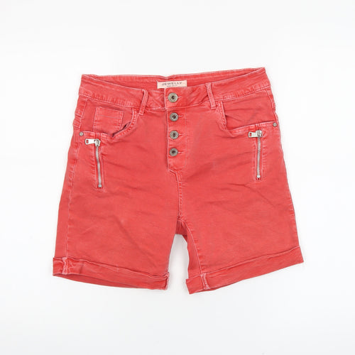 Jewelly Womens Red Chino Stretch Shorts Size XS