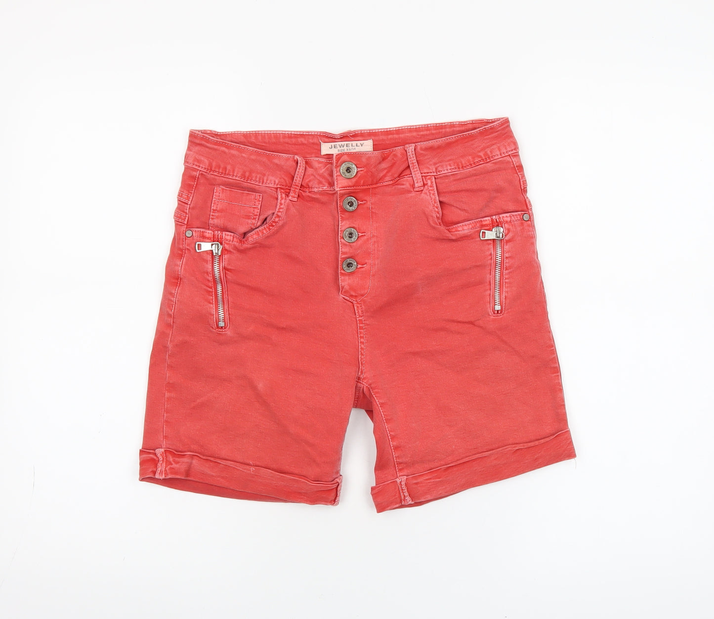 Jewelly Womens Red Chino Stretch Shorts Size XS