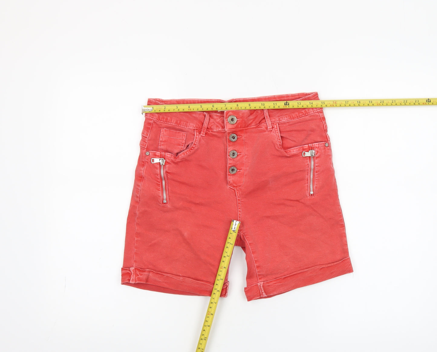 Jewelly Womens Red Chino Stretch Shorts Size XS