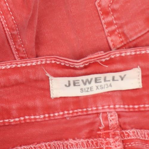 Jewelly Womens Red Chino Stretch Shorts Size XS