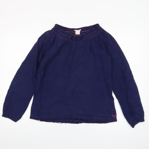 Roxy Girls Blue Cotton Long Sleeve Tunic Blouse Size 16 Years