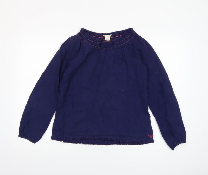 Roxy Girls Blue Cotton Long Sleeve Tunic Blouse Size 16 Years