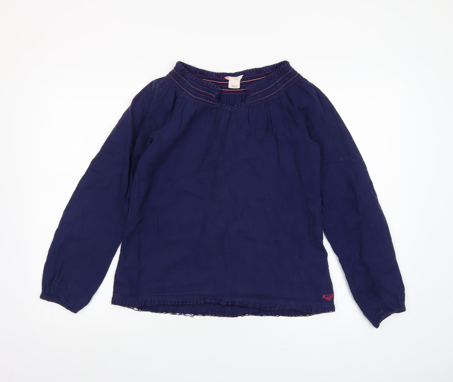 Roxy Girls Blue Cotton Long Sleeve Tunic Blouse Size 16 Years