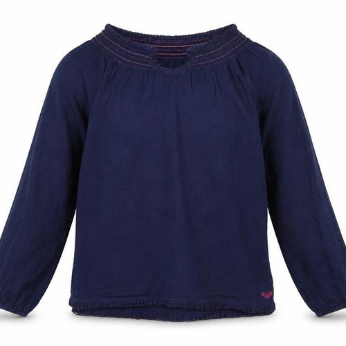 Roxy Girls Blue Cotton Long Sleeve Tunic Blouse Size 16 Years