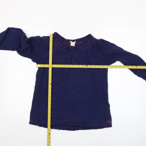 Roxy Girls Blue Cotton Long Sleeve Tunic Blouse Size 16 Years
