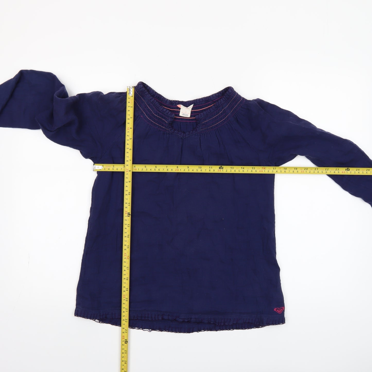 Roxy Girls Blue Cotton Long Sleeve Tunic Blouse Size 16 Years