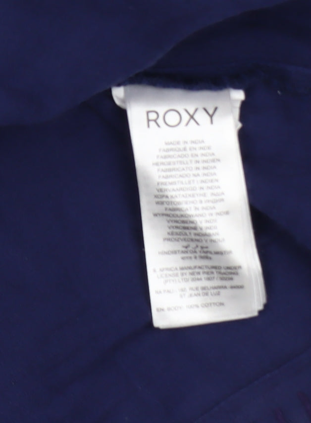 Roxy Girls Blue Cotton Long Sleeve Tunic Blouse Size 16 Years
