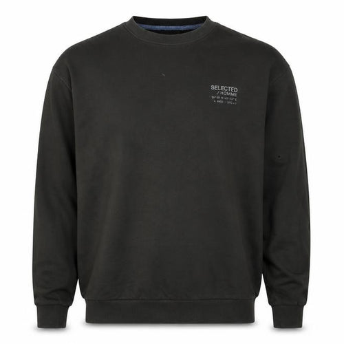 SELECTED HOMME Men's Black Crew Neck Sweatshirt Size L Classic Style