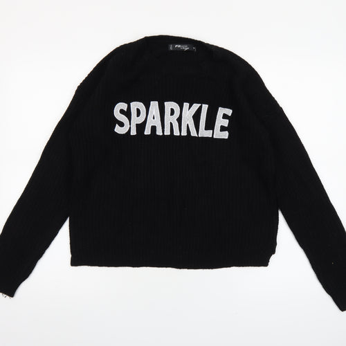 FB Sister Women’s Black 'Sparkle' Chunky Knit Pullover Jumper Size S