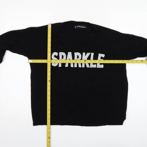 FB Sister Women’s Black 'Sparkle' Chunky Knit Pullover Jumper Size S