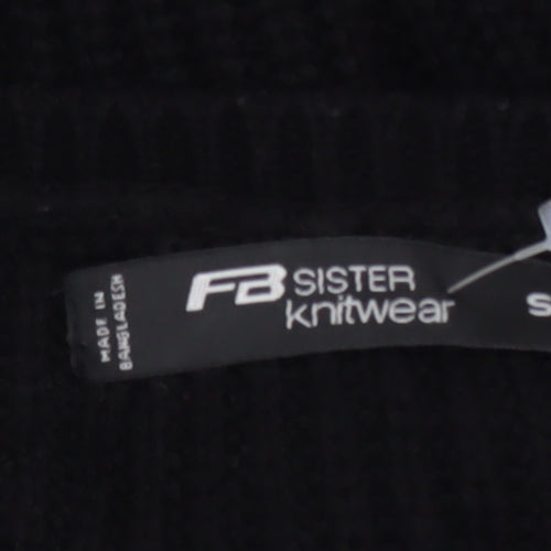 FB Sister Women’s Black 'Sparkle' Chunky Knit Pullover Jumper Size S