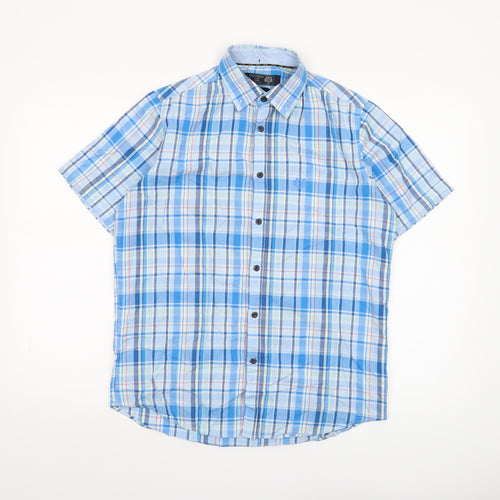 Paul Costelloe Men’s Blue Check Short Sleeve Cotton Shirt S