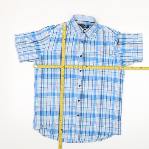 Paul Costelloe Men’s Blue Check Short Sleeve Cotton Shirt S