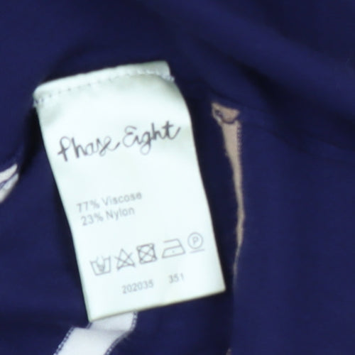 Phase Eight Women’s Blue Beige Striped Bodycon Knit Dress Size 10