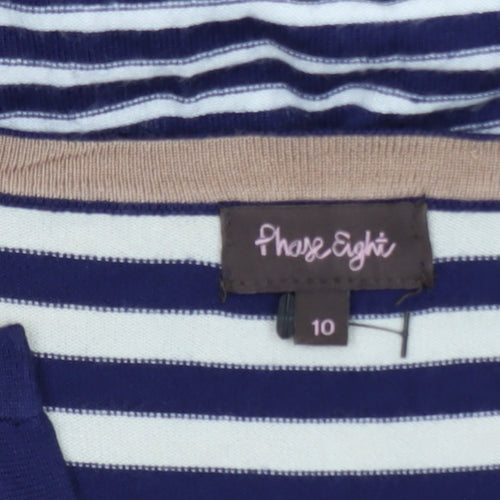 Phase Eight Women’s Blue Beige Striped Bodycon Knit Dress Size 10