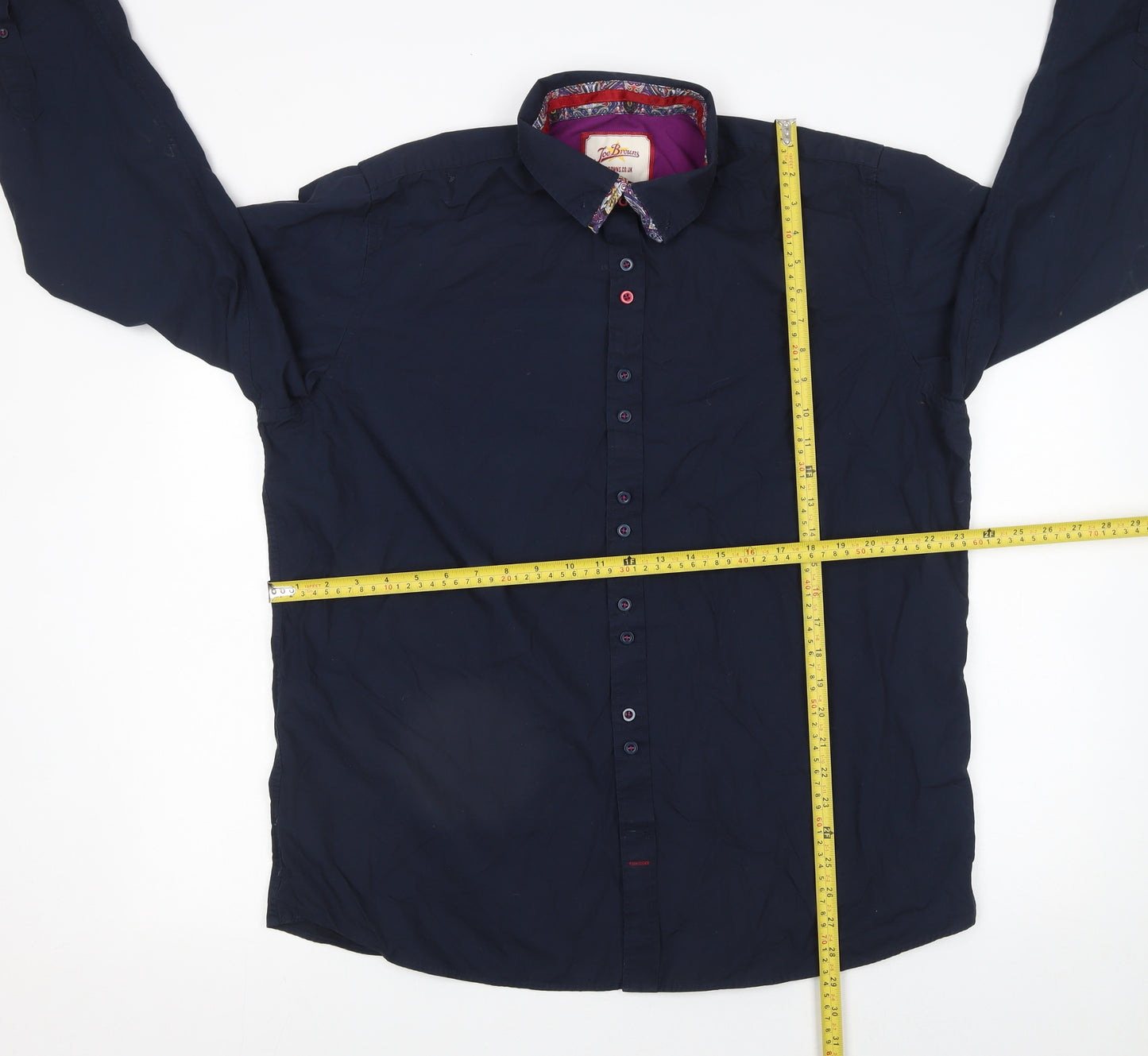 Joe Browns Men's Navy XL Cotton Long Sleeve Button-Up Shirt