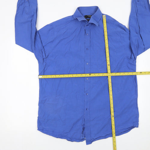 Thomas Nash Men's Blue 17in Classic Fit Long Sleeve Cotton Shirt