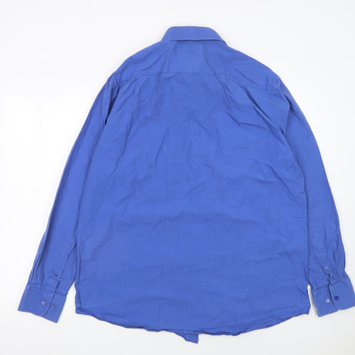Thomas Nash Men's Blue 17in Classic Fit Long Sleeve Cotton Shirt