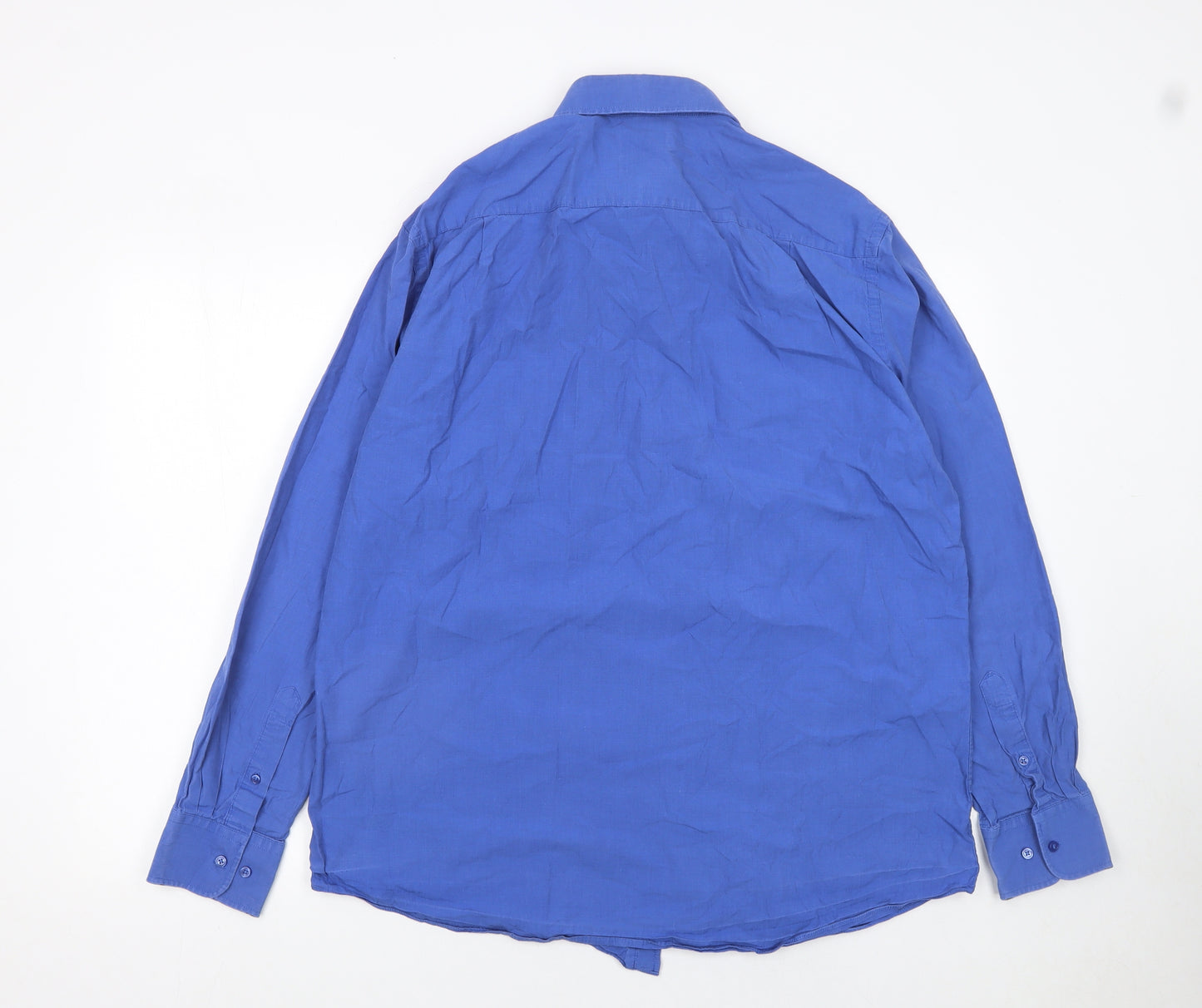 Thomas Nash Men's Blue 17in Classic Fit Long Sleeve Cotton Shirt