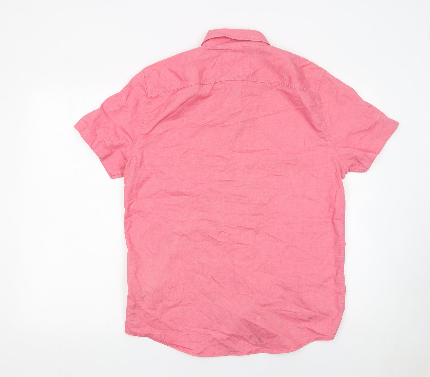 Hollister Men’s Pink Slim Fit Short Sleeve Button-Up Shirt Medium