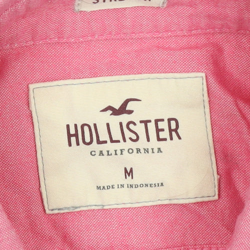 Hollister Men’s Pink Slim Fit Short Sleeve Button-Up Shirt Medium