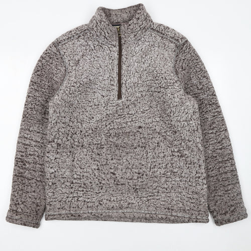 Weatherproof Vintage Women Grey Faux Fur 1/4 Zip Pullover Fleece M