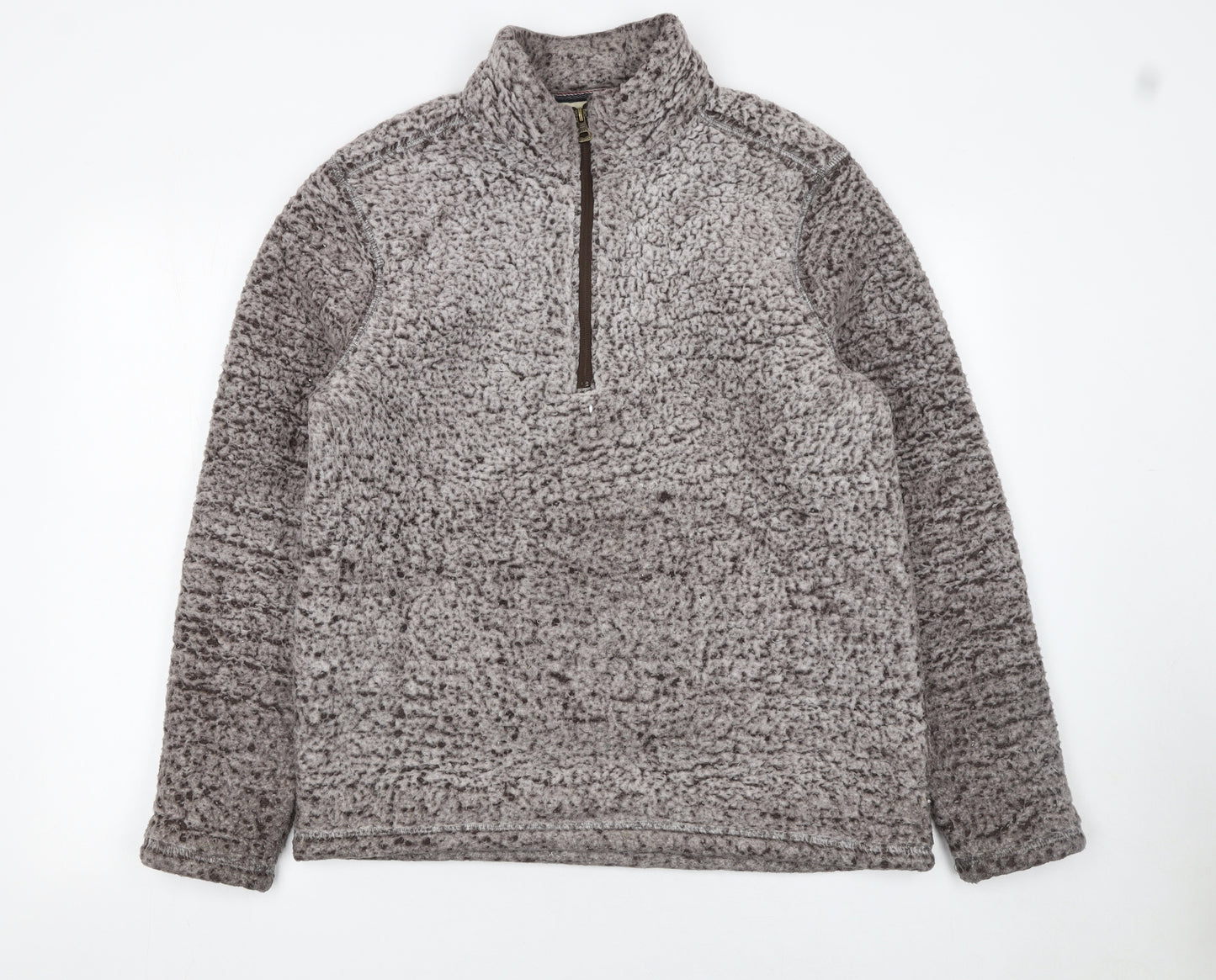 Weatherproof Vintage Women Grey Faux Fur 1/4 Zip Pullover Fleece M