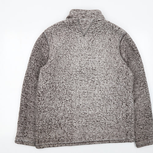 Weatherproof Vintage Women Grey Faux Fur 1/4 Zip Pullover Fleece M