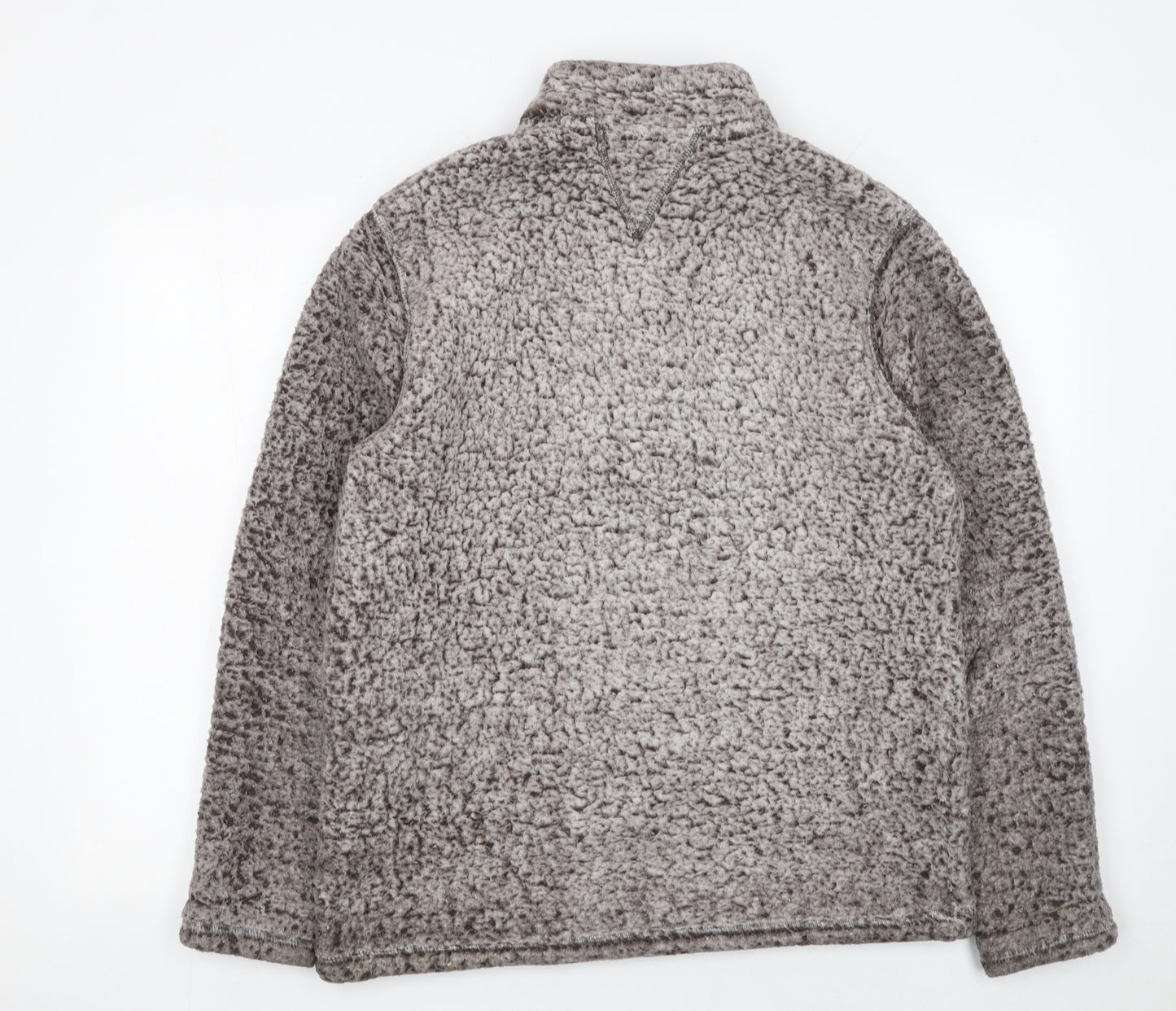 Weatherproof Vintage Women Grey Faux Fur 1/4 Zip Pullover Fleece M