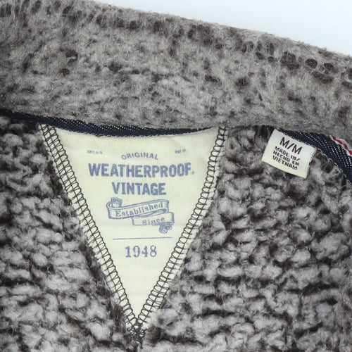 Weatherproof Vintage Women Grey Faux Fur 1/4 Zip Pullover Fleece M