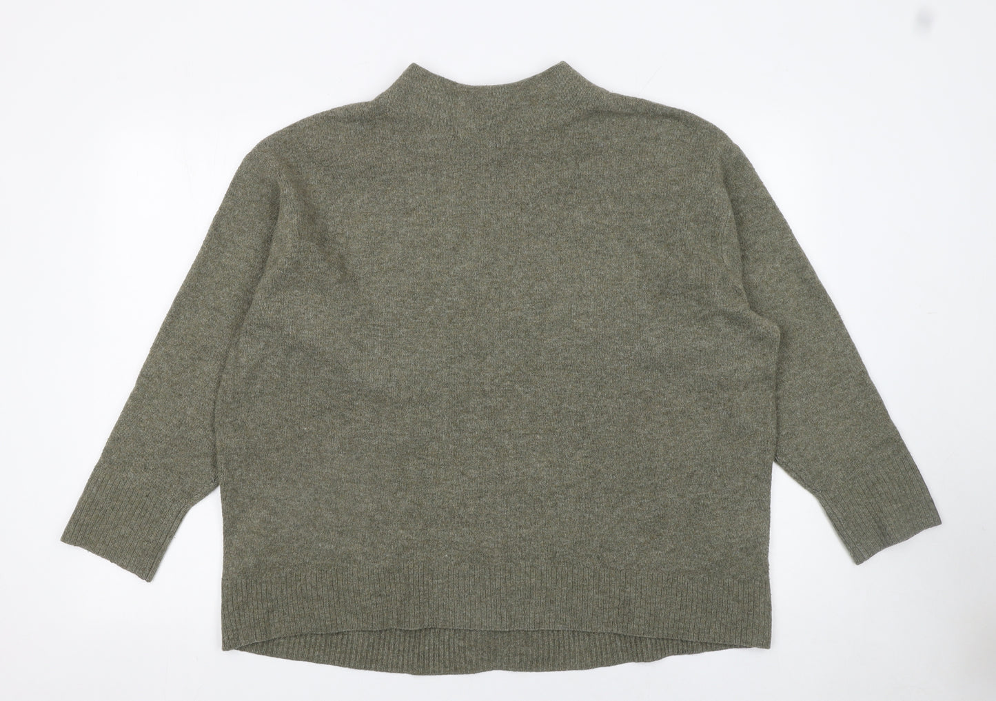 UNIQLO Women's Green Mock Neck Wool Blend Pullover Jumper XL