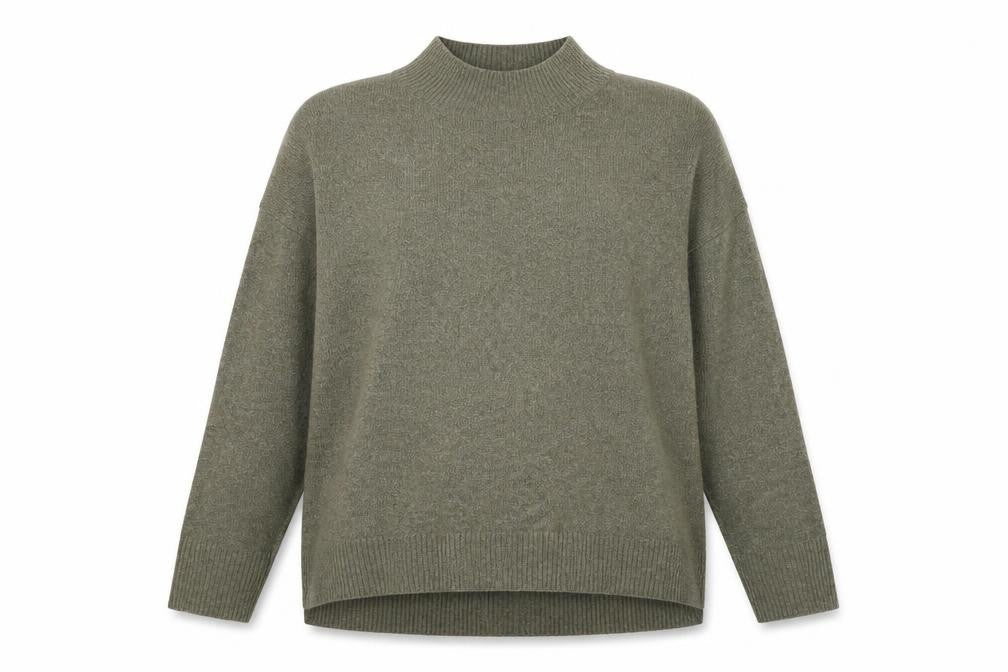 Uniqlo Women's Green Mock Neck Wool Blend Pullover Jumper XL