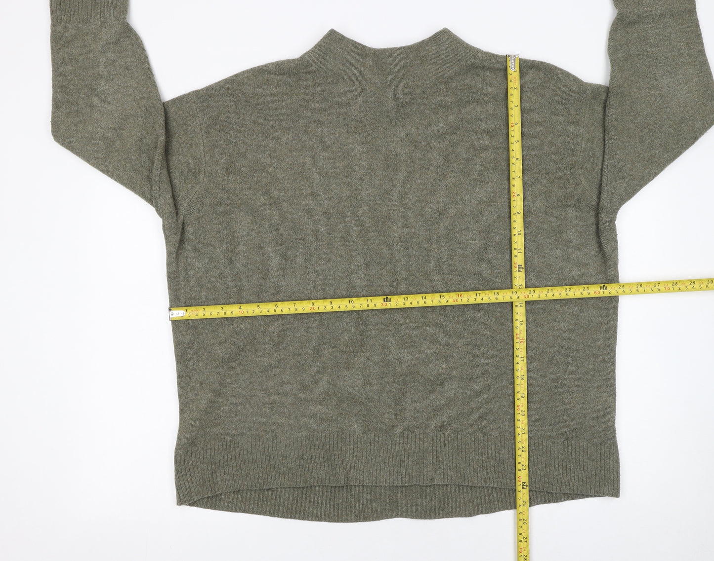 UNIQLO Women's Green Mock Neck Wool Blend Pullover Jumper XL