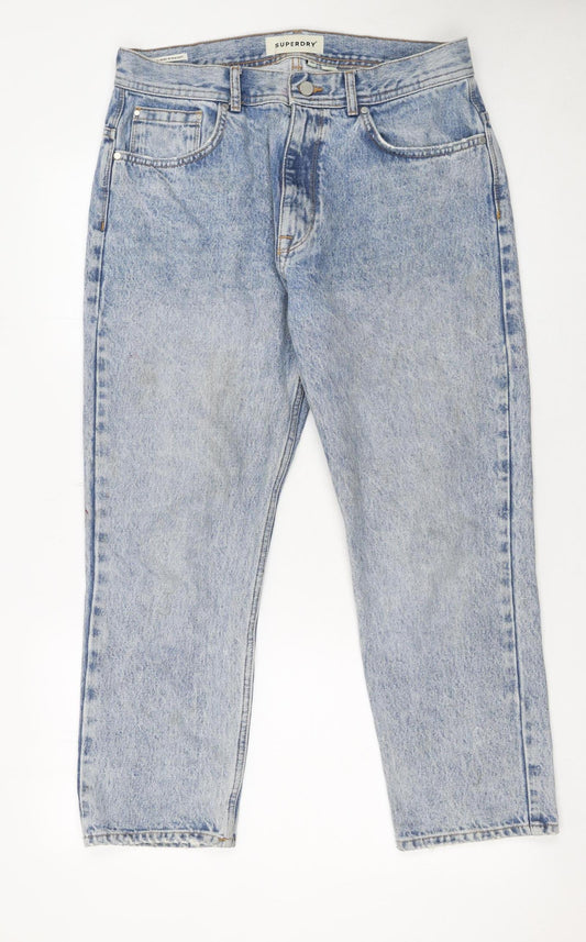 Superdry Women’s Blue High-Rise Straight Jeans Size 12