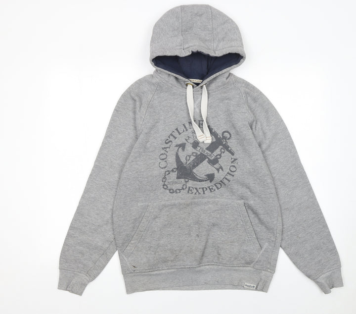 Regatta Mens Grey Pullover Hoodie S Nautical Graphic Cotton Blend