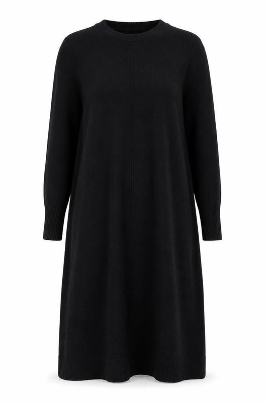 Front view of Modern Rarity Women's Black Midi Jumper Dress, size S