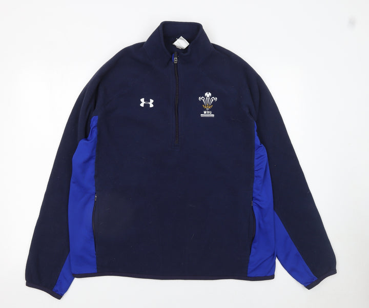 Under Armour Mens XL Blue 1/4 Zip Fleece Rugby Sweatshirt