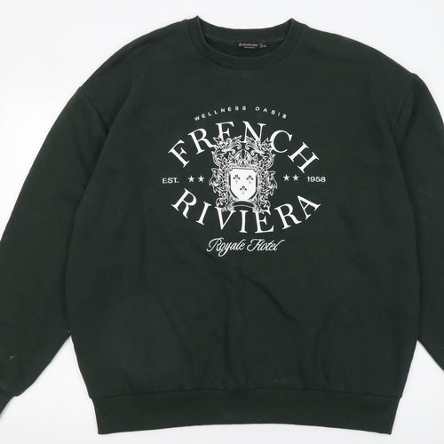 Stradivarius Women's Black French Riviera Graphic Sweatshirt Size L