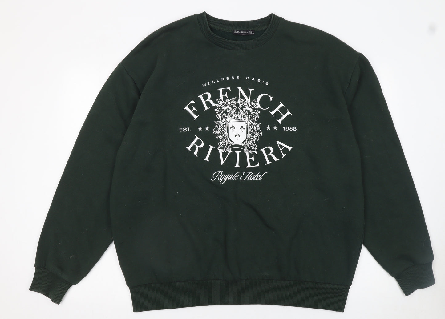 Stradivarius Women's Black French Riviera Graphic Sweatshirt Size L