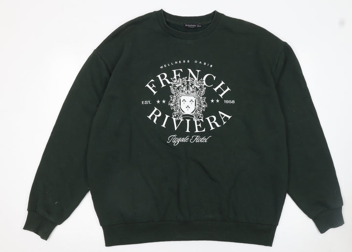 Stradivarius Women's Black French Riviera Graphic Sweatshirt Size L