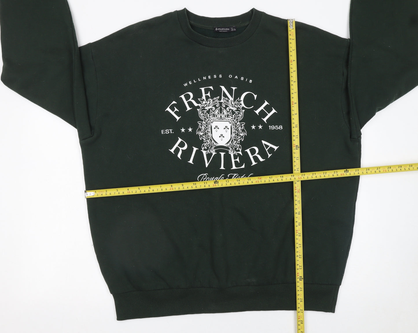 Stradivarius Women's Black French Riviera Graphic Sweatshirt Size L