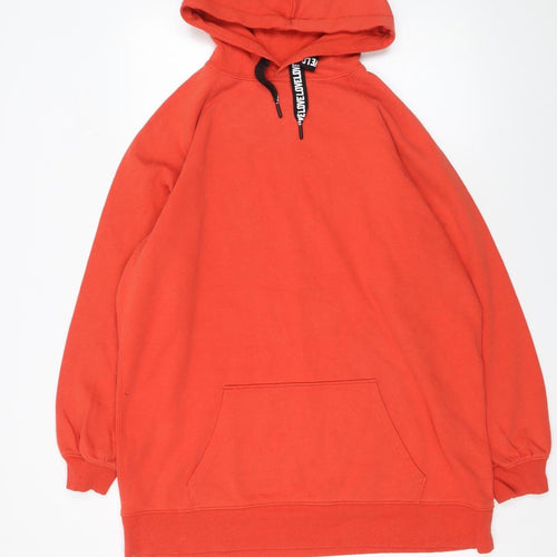 Next Men’s Orange Pullover Hoodie L Regular Fit Fleece