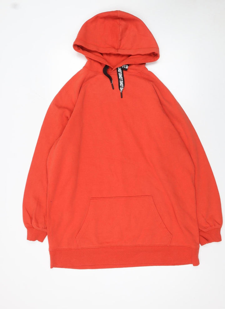 Next Men’s Orange Pullover Hoodie L Regular Fit Fleece